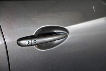 exterior door handle of car. Latch and lock. Detail of a luxury car door
