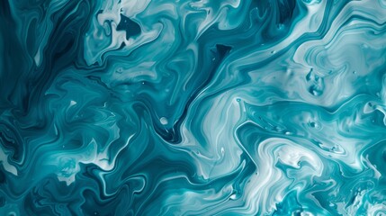 Obraz premium abstract liquid pattern, featuring swirling shades of blue, teal, and white