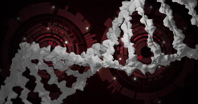 Animation of dna strand, digital data processing over scopes