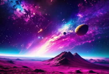 vibrant cosmic landscapes featuring stunning spacecraft amidst dazzling stars nebulas, universe, planets, galaxies, colors, light, travel, exploration