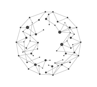 Connected web black dots, data concept, black and white, transparent background geometric vector illustration for business and technology, business connection with global data, cloud technology