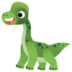 cartoon scene with happy prehistoric animal brachiosaurus brontosaurus diplodocus dino dinosaur smiling and walking isolated on white background illustration for kids