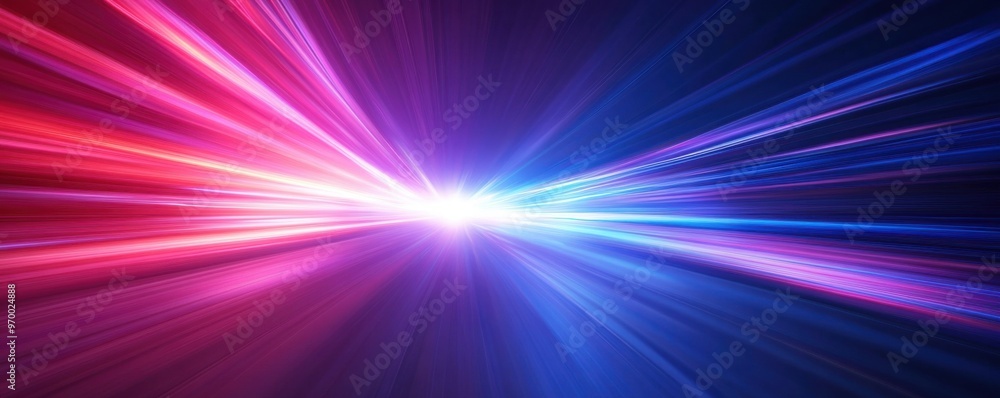 Poster abstract background with a dynamic blurred speed effect in vibrant pink and blue light rays
