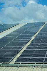 the rooftop of factory warehouse. renewable energy of photovoltaic for reduce energy and carbon...