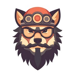 Fototapeta premium Cool Wolf Mascot Character Design with Glasses and Headlamp