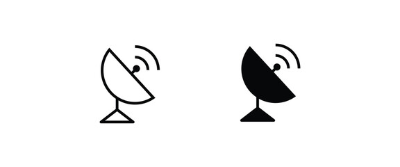 dish antenna satellite Radar icons, Antenna dish icon, Radar satellite dish, line and flat icons set, editable stroke isolated on white, linear vector outline illustration, symbol logo design style