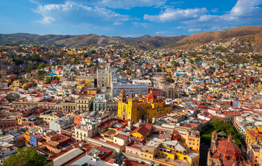 Guanajuato panoramic view from a scenic city lookout near Pipila Monument.