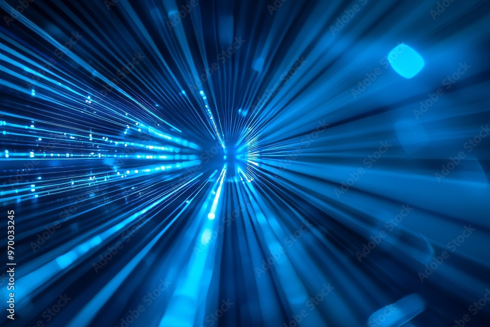 Wall mural an abstract light ray with a dark background emanating from a bright glowing center point