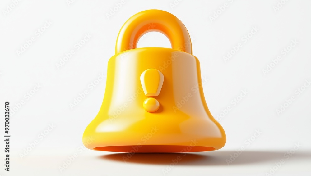 Wall mural An illustration of a yellow bell surrounded by an exclamation mark, representing alerts and notifications.