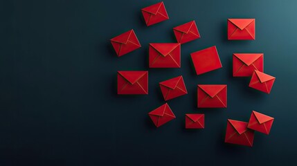 A collection of vibrant red envelopes scattered on a dark surface, perfect for conveying messages and special occasions.
