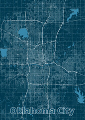 Oklahoma City, Oklahoma, USA artistic blueprint map poster