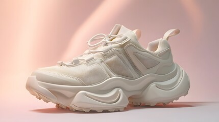 White Sneaker on a Pink Background.