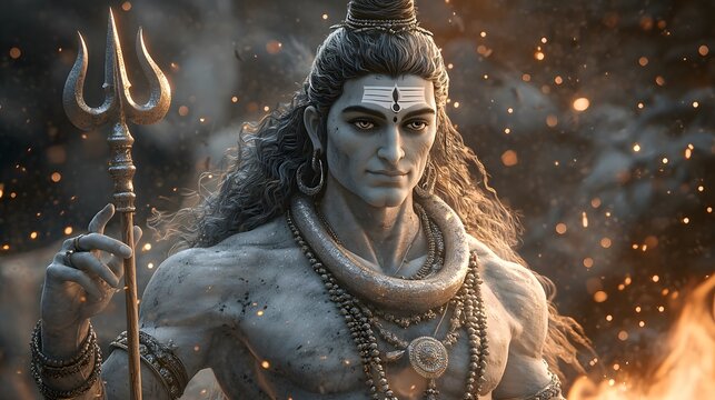 Shiva, Hindu God of Destruction, with Trishula.