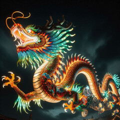 Dragón surcando el cielo.