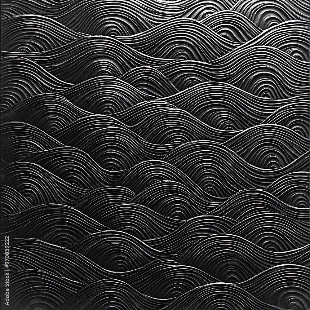 Poster abstract black and white wavy lines pattern texture