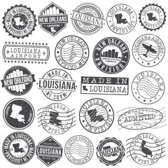 New Orleans, Louisiana Stamp. Vector Art Postal. Passport Travel Design. Travel and Business Set.	