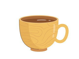 Kitchenware element concept. Cup with hot drink. Dishware and kitchen appliance. Equipment of cafe or restaurant. Template and layout. Flat vector illustration isolated on white background