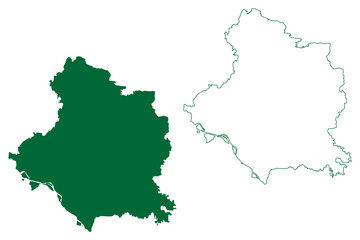 Fototapeta premium East Champaran district (Bihar State, Tirhut division, Republic of India) map vector illustration, scribble sketch Purvi Champaran map