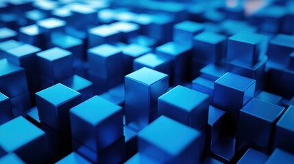 Obraz premium Abstract Blue Cubes Pattern