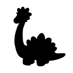 Silhouette, stamp, doodle of a children's toy dinosaur. Vector graphics.