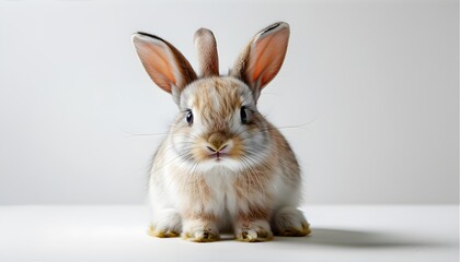 Adorable rabbit captured in a studio setting against a clean white backdrop