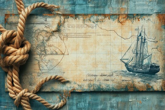 Maritime-themed gift certificate design featuring vintage ship and nautical map.