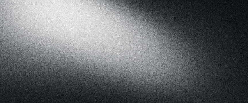Dark grainy banner background white black gradient abstract poster header cover backdrop design, glowing noise texture effect