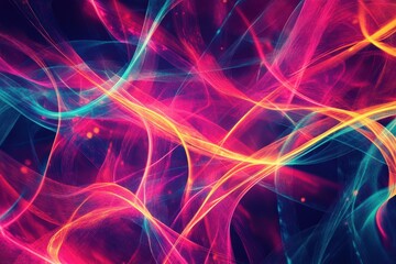 Obraz premium Neon abstract pattern with glowing intertwining lines for modern design.