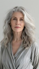 Naklejka premium White caucasian mature woman portrait with silver hair