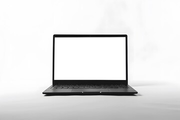 Sleek Black Laptop with Blank Screen on Minimalist Background