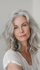 Naklejka premium White caucasian mature woman portrait with silver hair