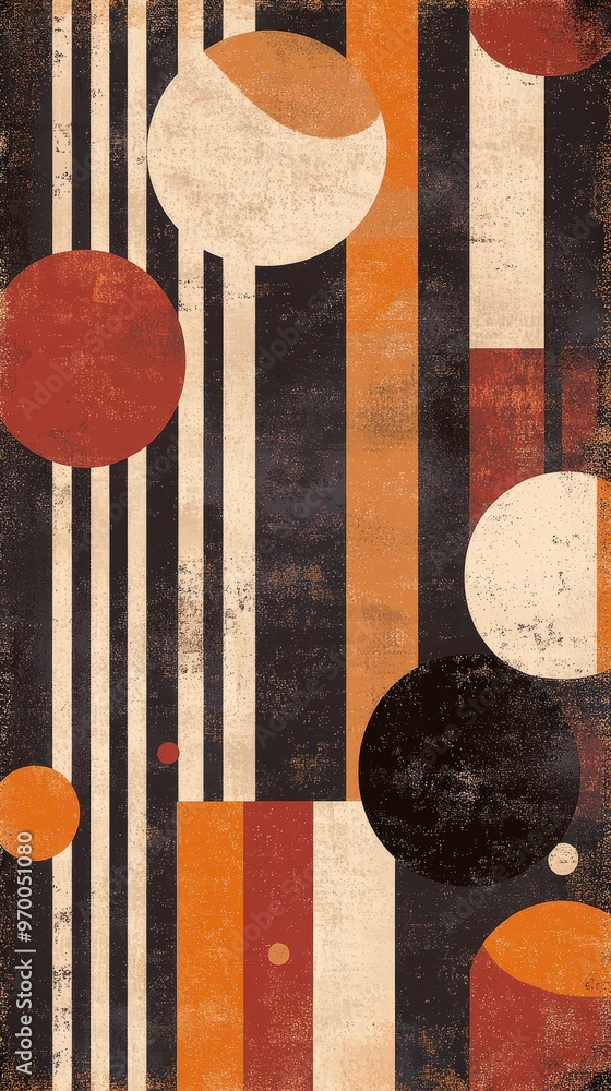 Poster retro phone background with nostalgic geometric pattern design.