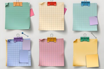 Colorful Sticky Notes and Paper Sheets for Creative Ideas and Reminders