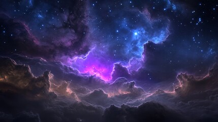Fototapeta premium Purple and Blue Nebula in Galaxy