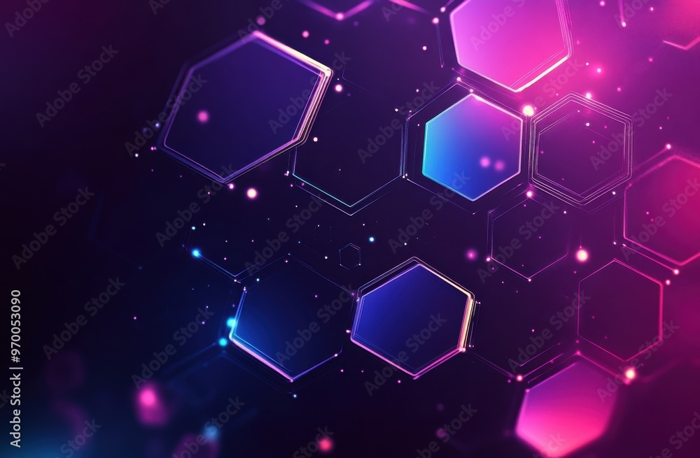 Aufkleber futuristic background with glowing hexagons and abstract lights creating a vibrant digital technolog