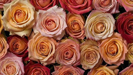 close up view of white, pink, and red roses placed next to each other to create a romantic scene, lovely romantic flowers background