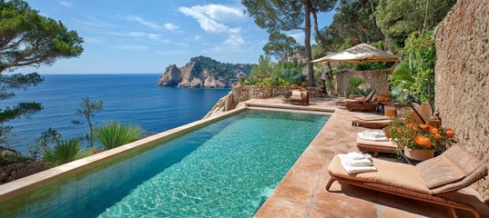Luxurious Infinity Pool with Breathtaking Mediterranean Sea Views, Ideal for a Relaxing Getaway