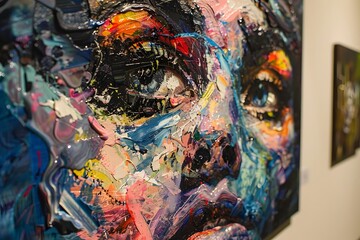 Fototapeta premium Vibrant Abstract Portrait in a Gallery Setting
