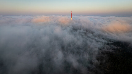Obraz premium Sunset over the mountains, Jeseníky, Praděd