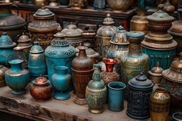 A Colorful Collection of Antique Vases and Urns