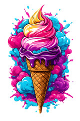 Ice cream in a waffle cone vector.