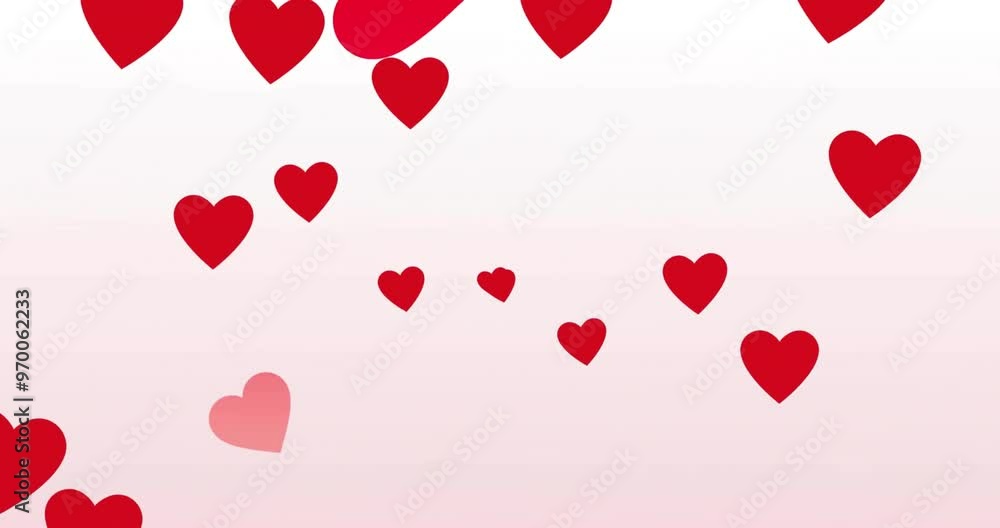 Poster animation of heats floating on white background