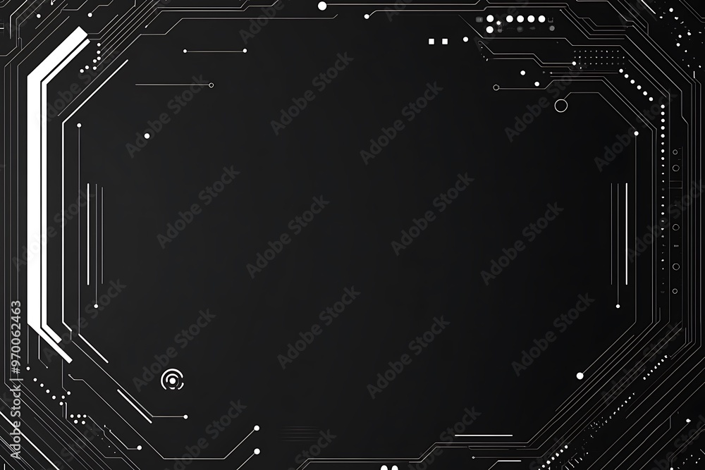 Poster abstract black and white circuit board background with copy space.