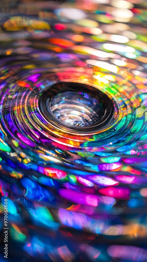 Poster vibrant circular pattern with iridescent colors