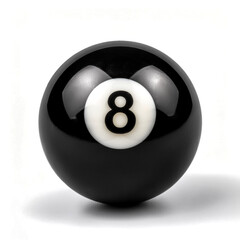 number 8 eight ball, the black ball, used in pool billiard games and is the last one to be sunk to win the game