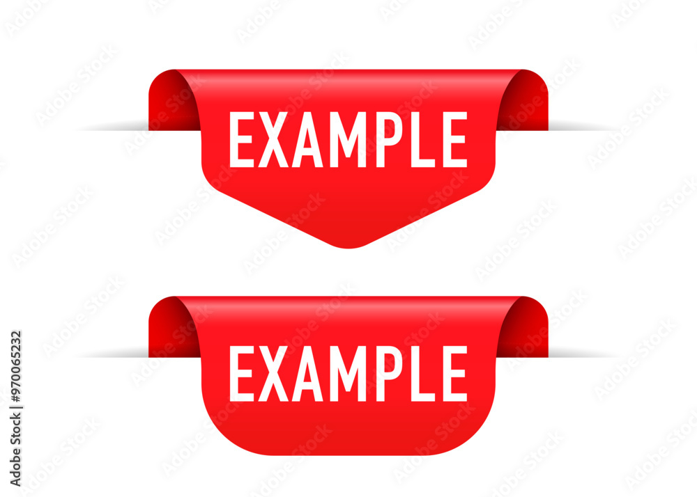 Poster red banner example on white background. example label. vector illustration