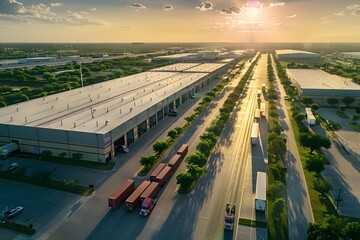 Fototapeta premium Aerial View of a Modern Industrial Complex at Sunset