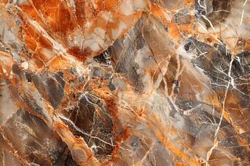 Stunning Natural Marble with Rich Orange and Brown Veins