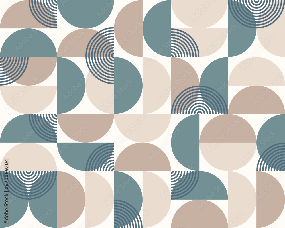 Aufkleber geometric mosaic seamless pattern in pastel colors. abstract simple background from circles and ring