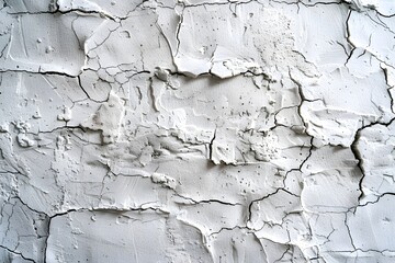 Obraz premium Textured White Wall with Cracks and Peeling Paint